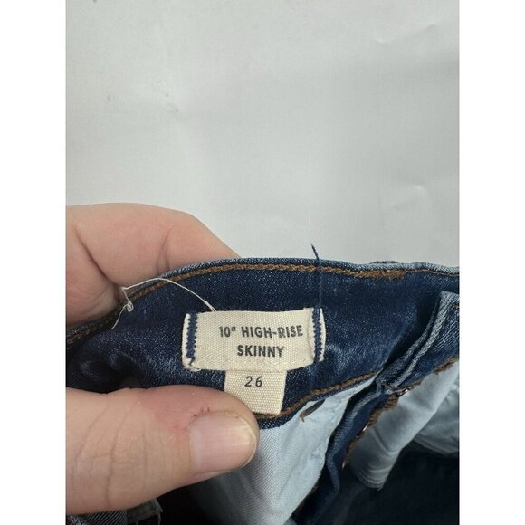 Madewell 10” High Rise Skinny Jean Women 26 Blue Wash Denim Button Fly Distress - Picture 5 of 7